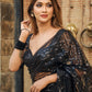 Rajwada Women Designer Black Sequins Saree With Unstitched Blouse