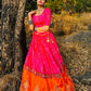 Rajwada Women Pink Silk Blend Semi Stitched Lehenga With Unstitched Blouse