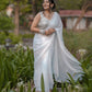 Rajwada Women's White Silk Saree with unstitched Blouse