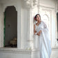 Rajwada Women's White Silk Saree with unstitched Blouse