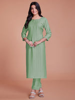Rajwada - Light Green Woven Stitched Kurta Set