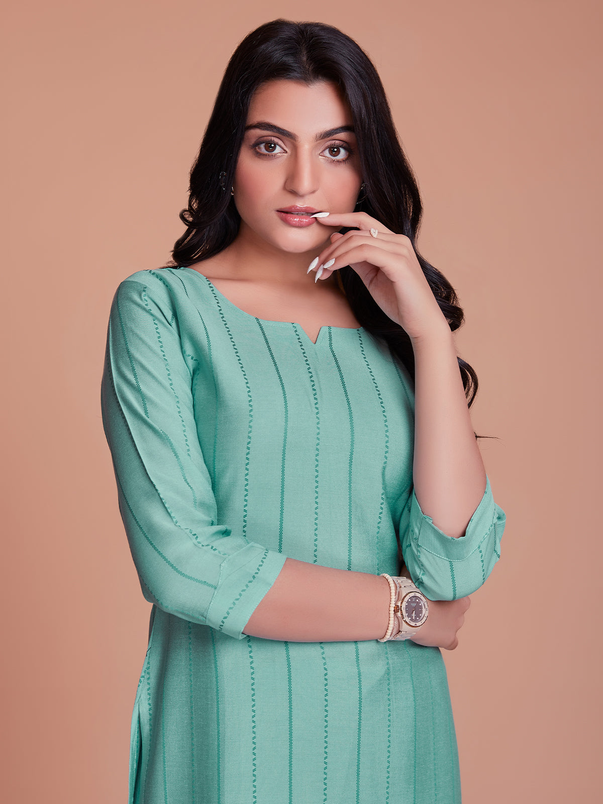 Rajwada - Blue Woven Stitched Kurta Set