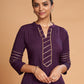 Rajwada Women Violet Silk Blend Straight Cut Stitched Kurta