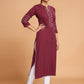 Rajwada Women Maroon Silk Blend Straight Cut Stitched Kurta
