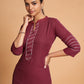 Rajwada Women Maroon Silk Blend Straight Cut Stitched Kurta