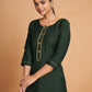 Rajwada Women Dark Green Silk Blend Straight Cut Stitched Kurta