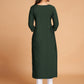 Rajwada Women Dark Green Silk Blend Straight Cut Stitched Kurta
