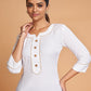 Rajwada Women White Silk Blend Straight Cut Stitched Kurta