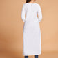 Rajwada Women White Silk Blend Straight Cut Stitched Kurta