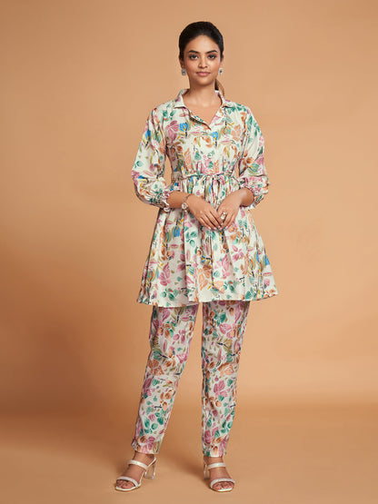 Multicolor Rayon Printed Stitched Co Ord