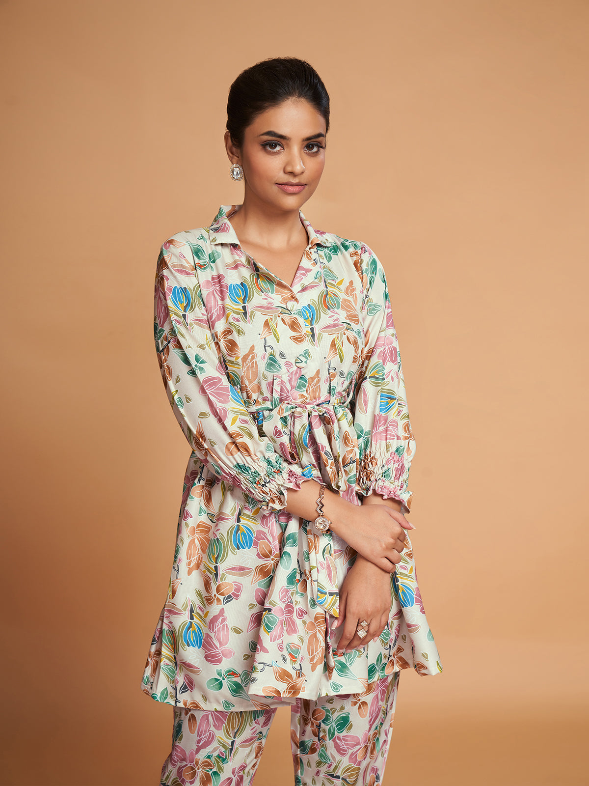 Multicolor Rayon Printed Stitched Co Ord