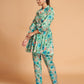 Sea Green Rayon Printed Stitched Co Ord