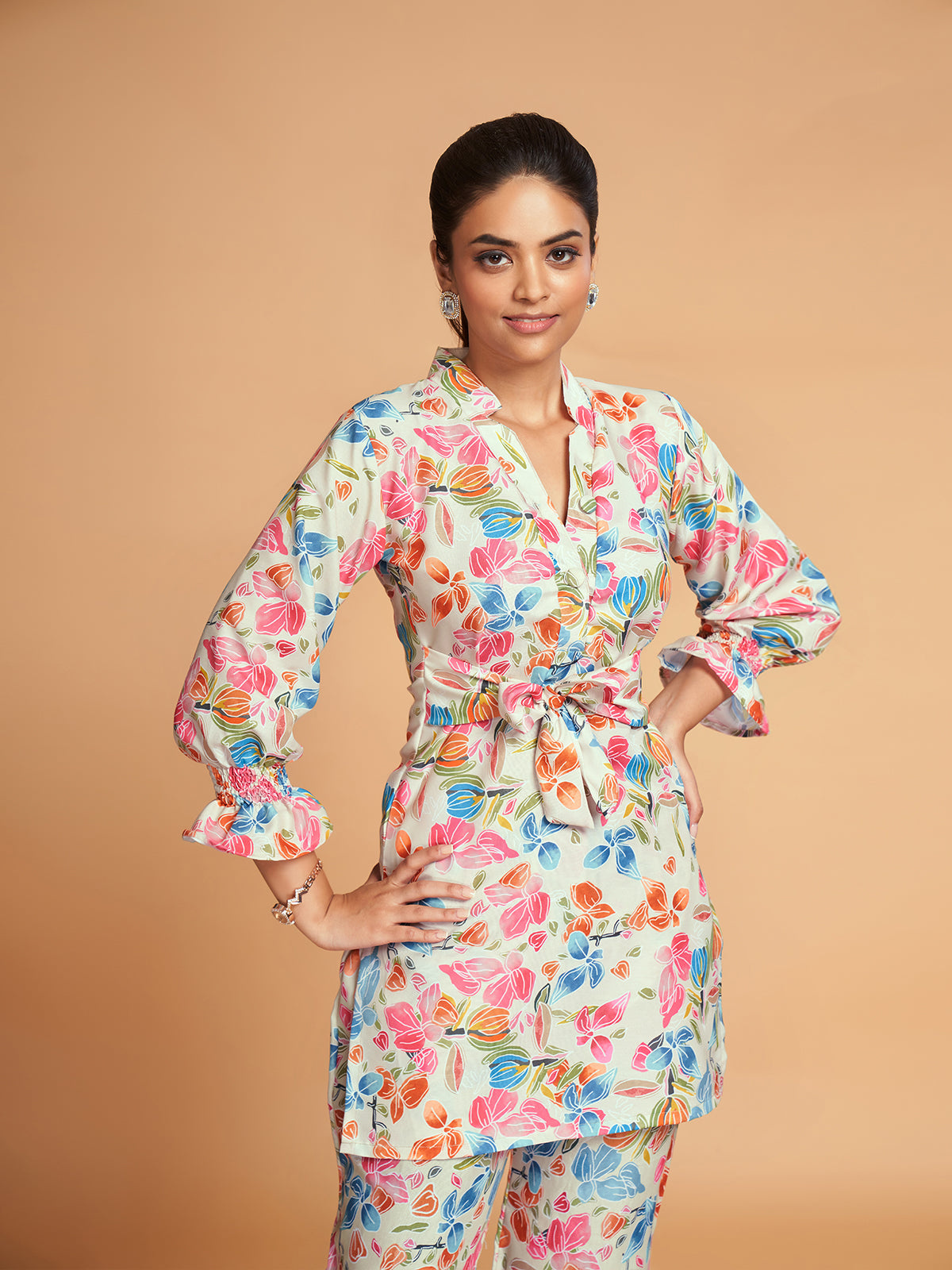 Multicolor Rayon Printed Stitched Co Ord