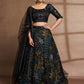 Black Net Print With Sequins Semi Stitched Lehenga Choli