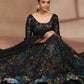 Black Net Print With Sequins Semi Stitched Lehenga Choli