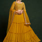 Mustard Faux Georgette Embroidered Semi Stitched Lehenga Choli