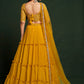 Mustard Faux Georgette Embroidered Semi Stitched Lehenga Choli