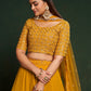 Mustard Faux Georgette Embroidered Semi Stitched Lehenga Choli