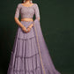 Lavender Faux Georgette Embroidered Semi Stitched Lehenga Choli