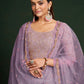 Lavender Faux Georgette Embroidered Semi Stitched Lehenga Choli