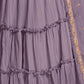 Lavender Faux Georgette Embroidered Semi Stitched Lehenga Choli