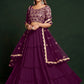 Purple Faux Georgette Embroidered Semi Stitched Lehenga Choli