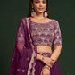 Purple Faux Georgette Embroidered Semi Stitched Lehenga Choli
