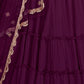 Purple Faux Georgette Embroidered Semi Stitched Lehenga Choli