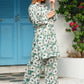 Rajwada White and Blue Cotton Printed Co Ord Set for Women