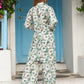 Rajwada White and Blue Cotton Printed Co Ord Set for Women