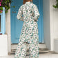Rajwada White and Blue Cotton Printed Stitched Co Ord Set for Women