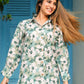 Rajwada White and Blue Cotton Printed Co Ord Set for Women