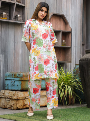 Rajwada Multicolor Cotton Printed Stitched Co Ord Set for Women