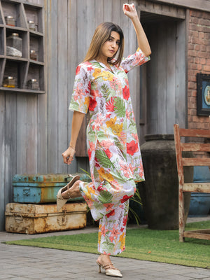 Rajwada Multicolor Cotton Printed Stitched Co Ord Set for Women