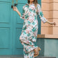 Rajwada White Cotton Printed Stitched Co Ord Set for Women