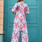 Rajwada White and Pink Cotton Printed Co Ord Set for Women