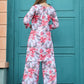 Rajwada White and Pink Cotton Printed Stitched Co Ord Set for Women
