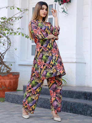 Rajwada Multicolor Cotton Printed Stitched Co Ord Set for Women