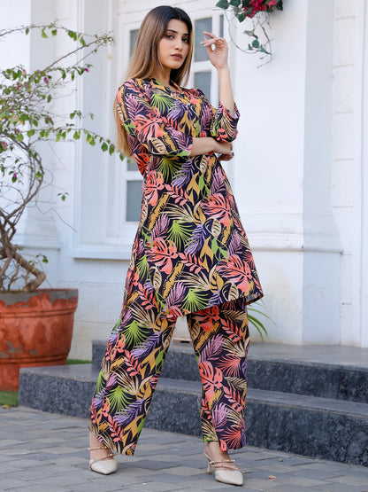 Rajwada Multicolor Cotton Printed Stitched Co Ord Set for Women