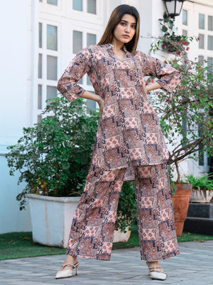 Rajwada Multicolor Cotton Printed Stitched Co Ord Set for Women