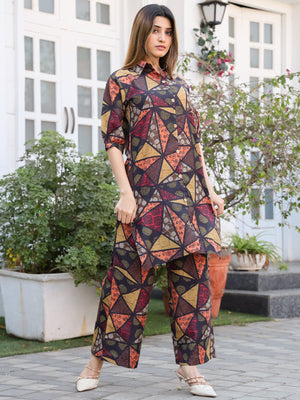 Rajwada Multicolor Cotton Printed Stitched Co Ord Set for Women