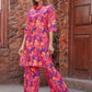 Rajwada Purple and Pink Cotton Printed Co Ord Set for Women