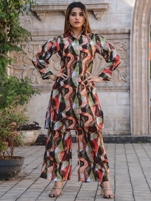 Rajwada Multicolor Cotton Printed Stitched Co Ord Set for Women