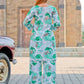 Rajwada Green and Blue Cotton Printed Co Ord Set for Women