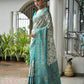 Rajwada Off White And Light Blue Silk Blend Printed Saree For Women
