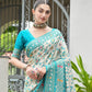Rajwada Off White And Light Blue Silk Blend Printed Saree For Women