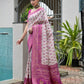 Rajwada Off White And Magenta Silk Blend Printed Saree For Women