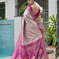 Rajwada Off White And Magenta Silk Blend Printed Saree For Women