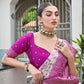 Rajwada Off White And Magenta Silk Blend Printed Saree For Women