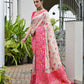Rajwada Off White And Pink Silk Blend Printed Saree For Women